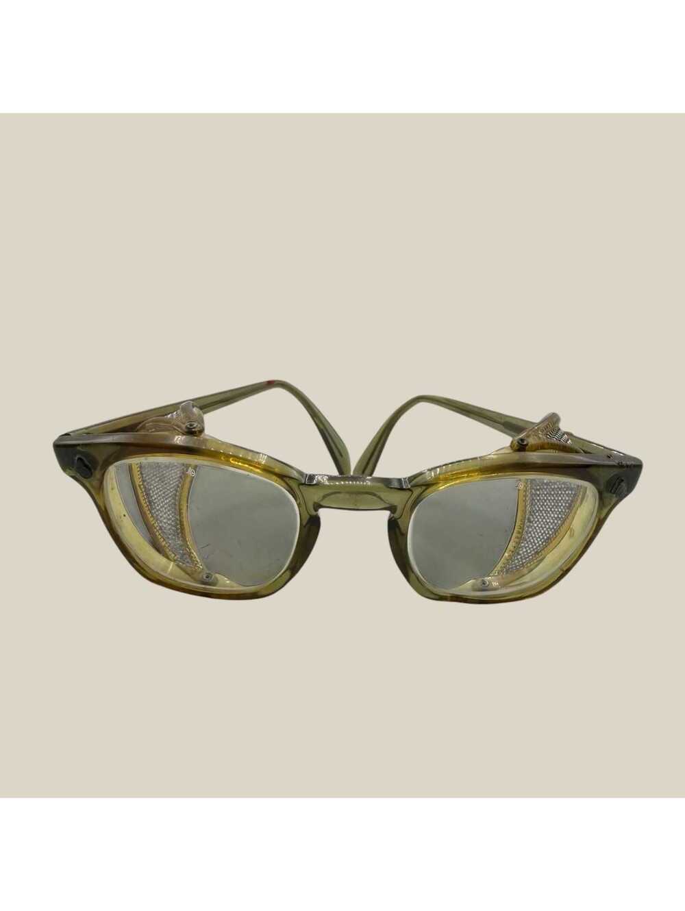 American Optical Vintage 1950s Safety Eyeglasses with Folding Mesh Side Guards